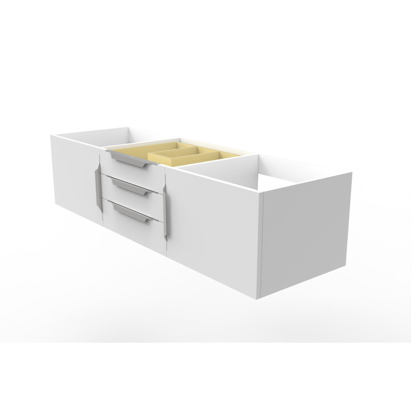 Base de meuble-lavabo mural 60 po Alpine, Blanc / Chrome