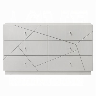 Commode de style blanc ultra moderne avec 6 tiroirs et lignes en relief