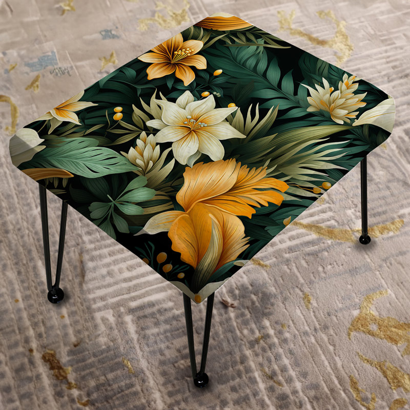 Tropical Greens Warm Earth Tones V - Repose-pieds rectangulaire Tropical