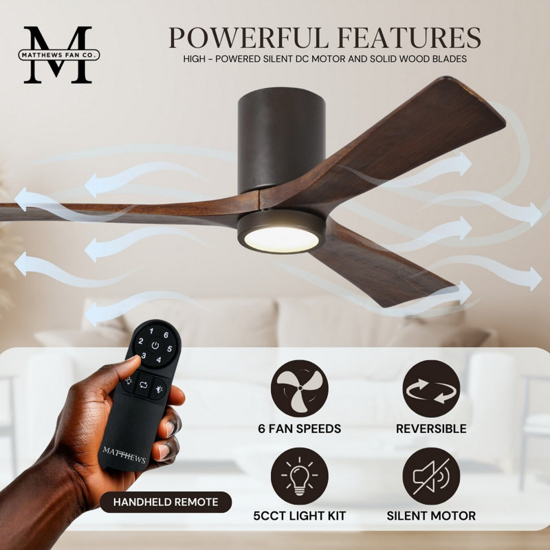 Irene LED Ceiling Fan, Textured Bronze, 52", Walnut