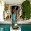 Fontaine en bronze 68 "sirène avec tortue et poisson - sculpture en bronze Soderlund, 38" x 24 "x H 68"