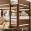 Lit superposé avec plateau pratique, lit superposé en bois massif avec tablettes de rangement et lattes améliorées-1236039369