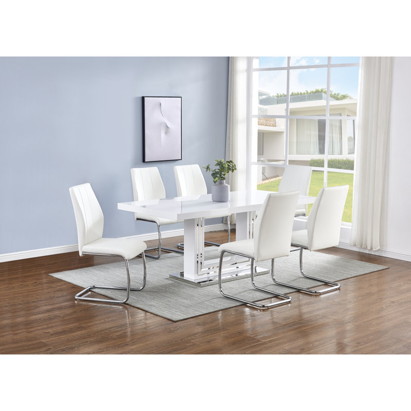 Ajan 19'' H Faux Leather Upholstered Side Chair, White