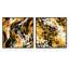 Opulen léopard noir et jaune - ensemble de 2 collages carrés à formes abstraites-102162575-102162574