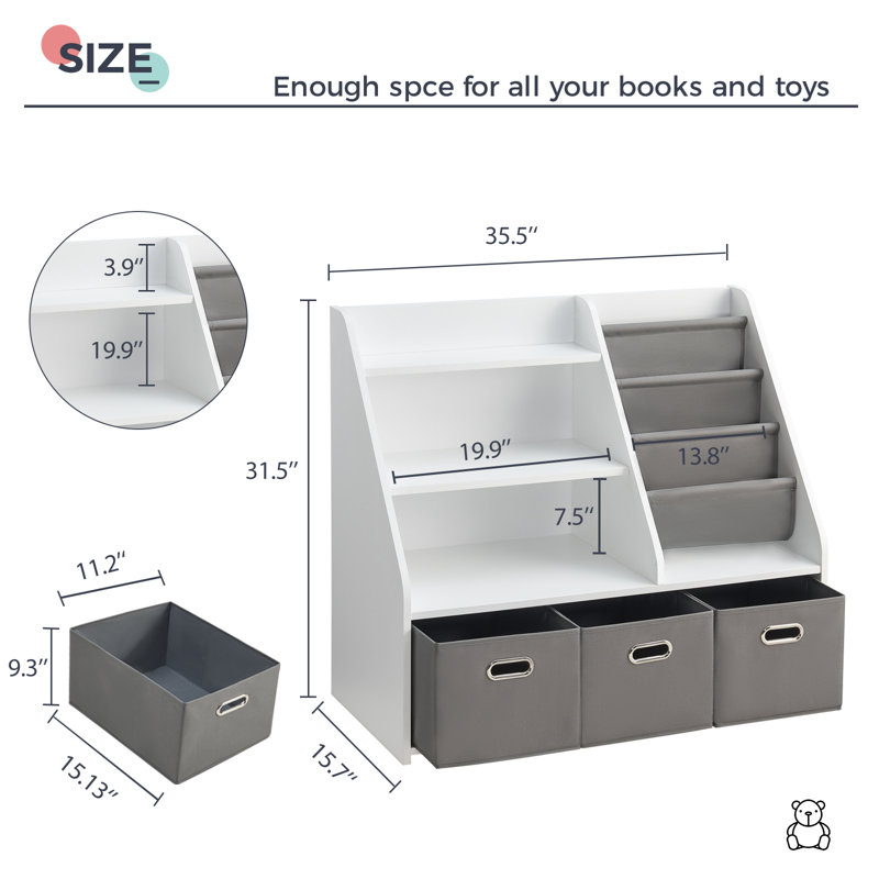 Kids Bookshelf And Toy Storage Organizer, White