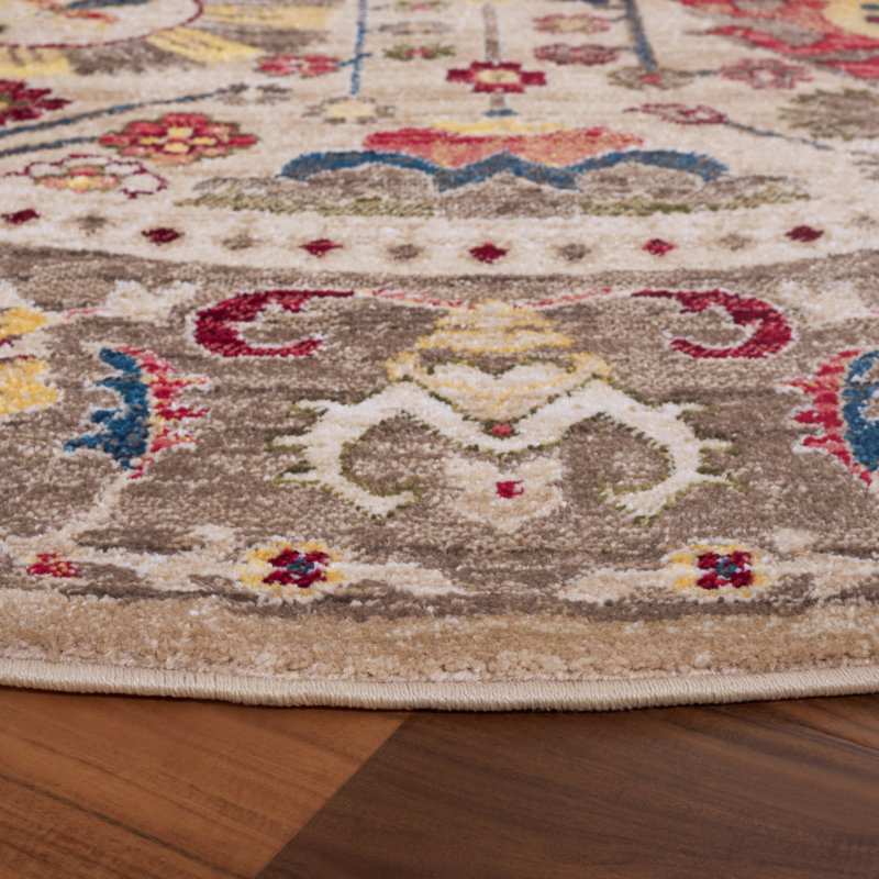 Tapis performance oriental Kurtz, Beige, Rond 5 pi 1 po