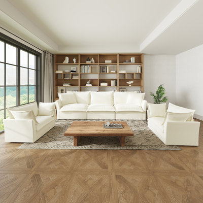 3 Piece Sofa Set, Sofa Set Include 2- Piece Of Arm Chair And One 3-Seat Sofa, Space Saving Casual Sofa Set For Living Room
