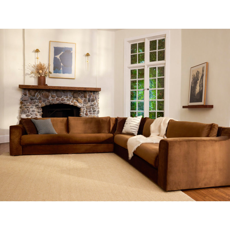 Elevate 126" Corner Sectional, Brick Striped Hemp Blend