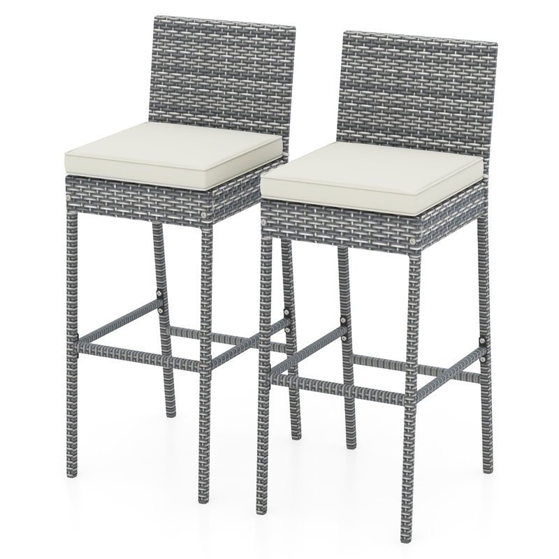 Tabourets de bar en osier de patio, 2