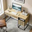 Bureau d'ordinateur cannelé avec 3 tiroirs et tablette, bureau moderne à structure métallique, poste de travail en chêne clair pour la chambre à coucher et le salon