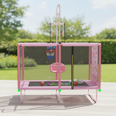 Trampoline d'intérieur pour enfants avec enceinte sécuritaire - structure en acier à 6 pieds