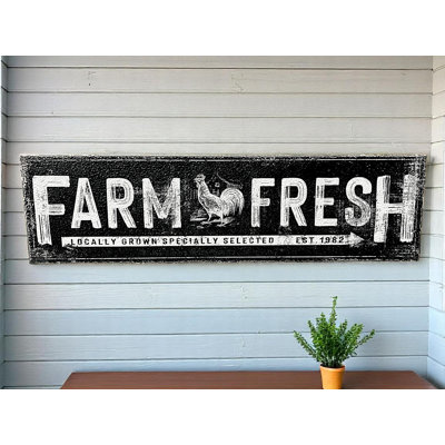 Farm Fresh Black Distressed Metal Sign