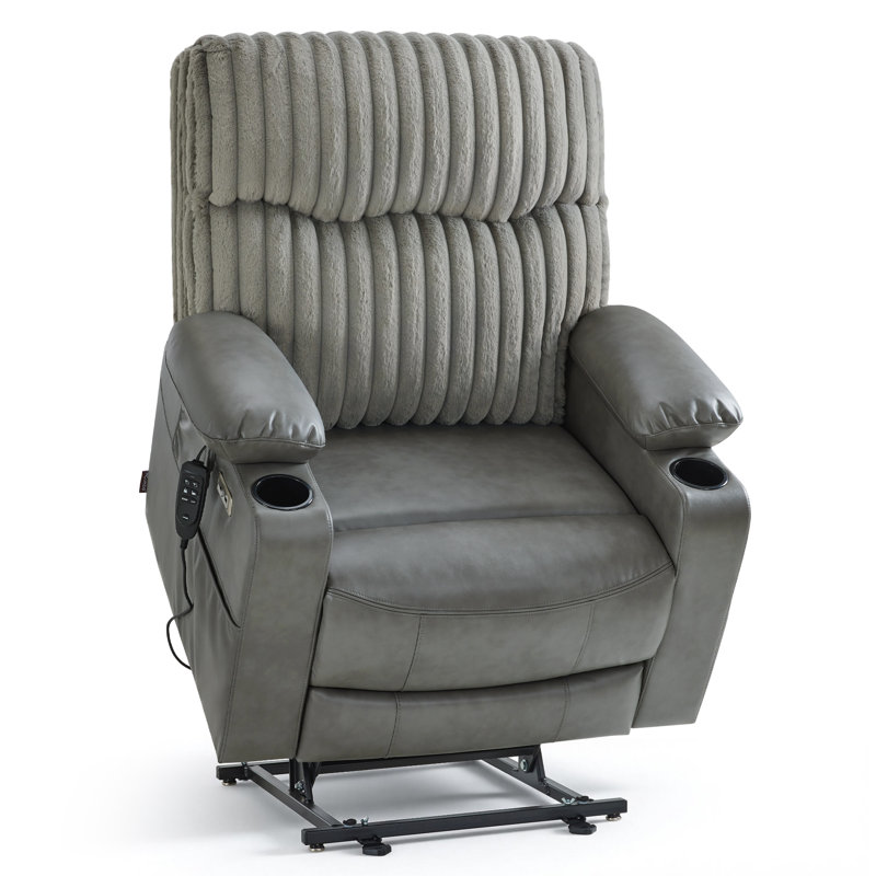 180° Lay Flat Power Recliner Lift Chair with Full-Body Heating, Dark Grey