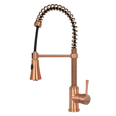 Pull Down Single Handle Pre-Rinse Spring Kitchen Faucet with Deck Plate