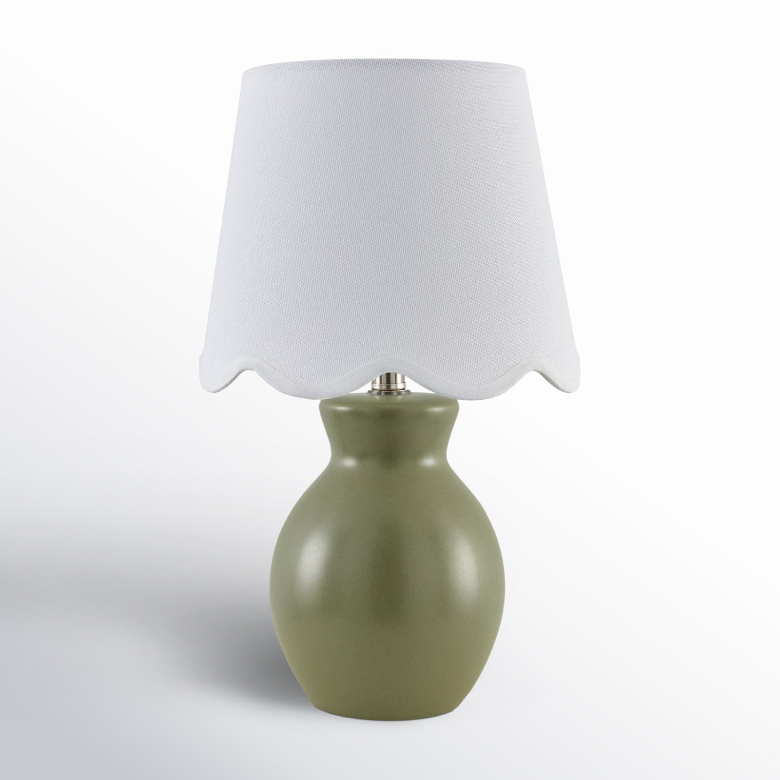 Momsen Ceramic Bedside Lamp, 15" H x 8" W x 8" D, Khaki, White Twill