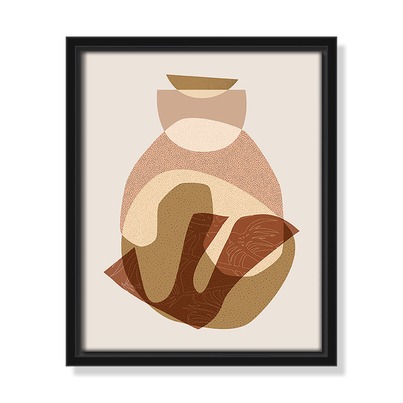 Mid Century Boho 4 - Toile à cadre flottant, Toile encadrée noire, H 11,5 po x l 9,5 po x P 2 po