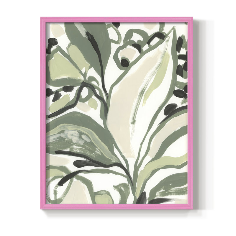 Foliage Rhyth II, reproduction encadrée - bois massif, H 15 po x l 12 po, Rose
