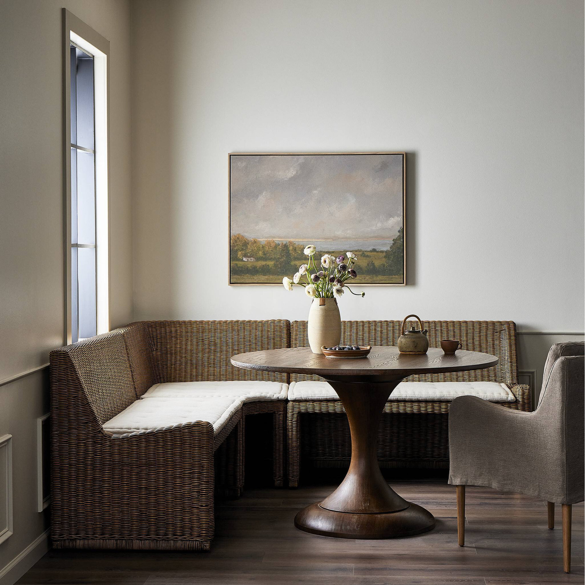 Senna 83" Woven Dining Banquette, 32.5" H x 83.25" W x 83.25" D, Right Hand Facing