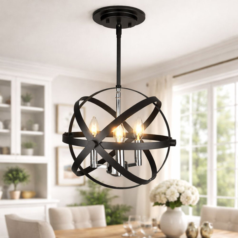 Luminaire suspendu 3 lumières au fini noir