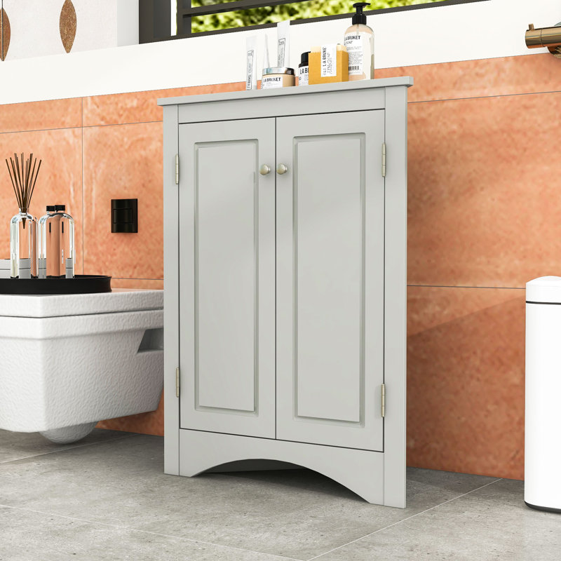 Armoire de rangement triangulaire pour salle de bain avec tablettes réglables pour la cuisine ou la salle de lavage, Gris