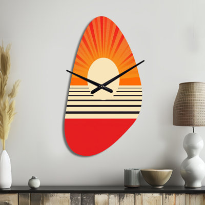 Horloge murale orange géométrique Minimal