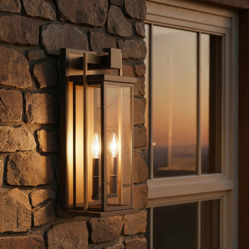 Bronny 8'' Twilight Bronze + Textured Gold Outdoor Sconce, 19.5" H x 8" W x 6.5" D, 2 Lights