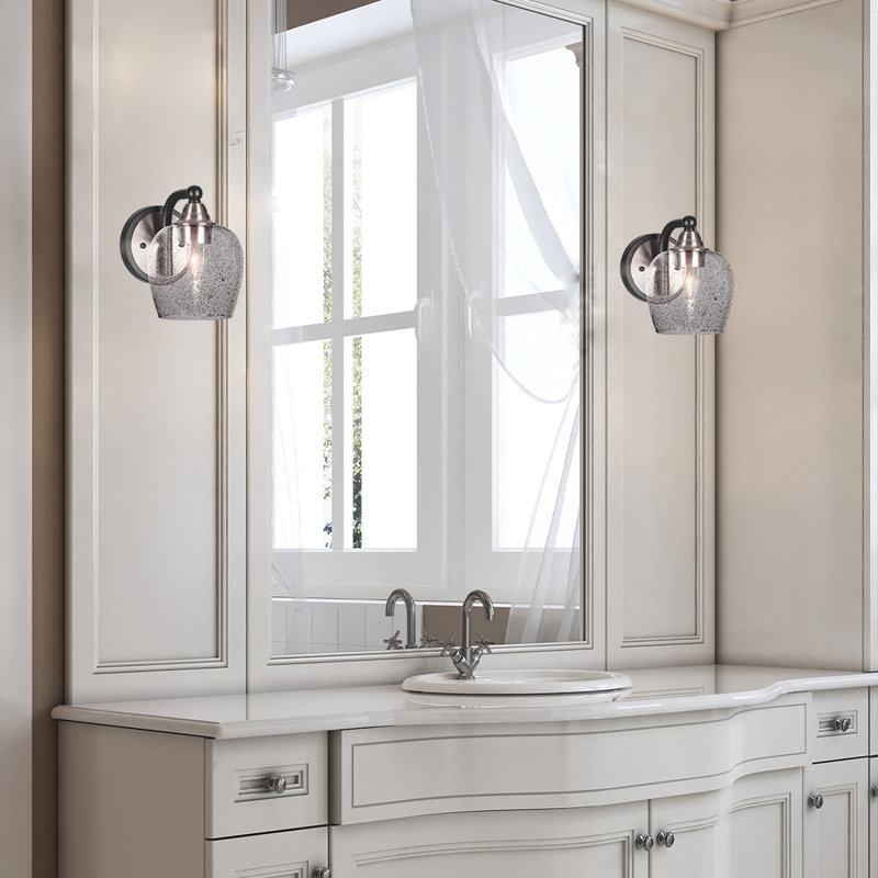 Ahern 1-Light Wall Sconce, Matte Black/Brushed Nickel, Bell Shape