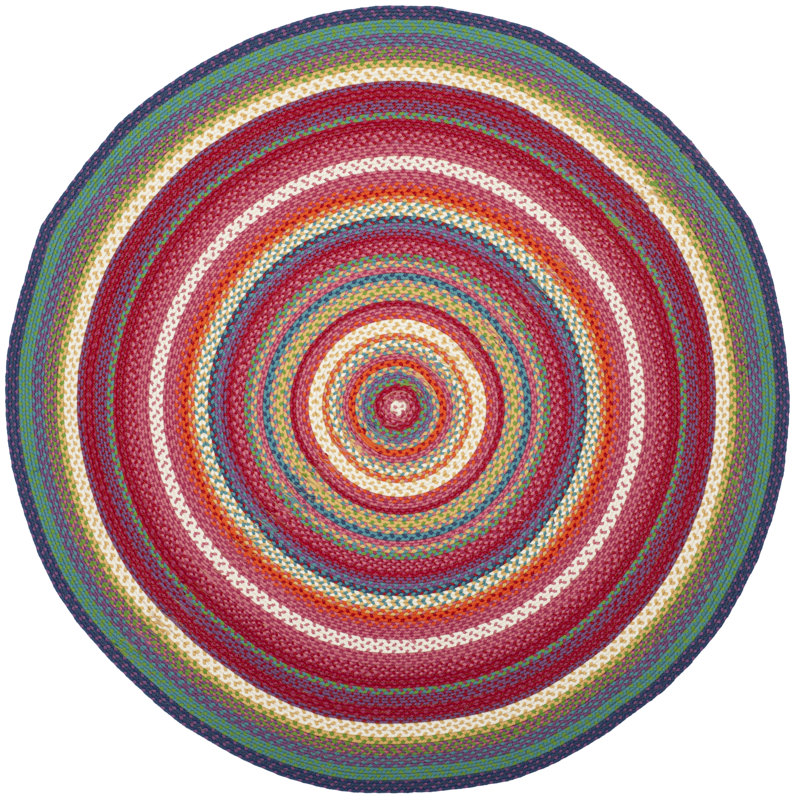 Paulina Hand Woven Performance Machine Washable Geometric Indoor/Outdoor Area Rug, Round 6'
