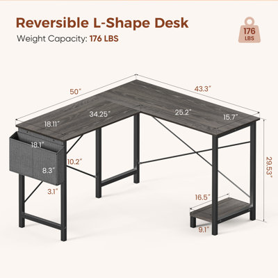 Ensemble de mobilier de bureau à domicile, bureau de coin en L avec rangement et chaise de bureau ergonomique en maille, ensemble de bureau d'angle tout-en-un pour poste de travail à domicile