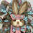 Easter Wreath with Grass Bunny Bonnet