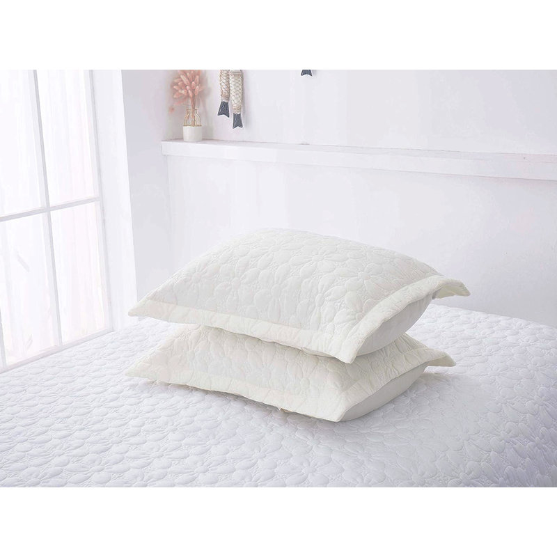 Taies décoratives matelassées à motif floral, 20 po x 26 po, Blanc cassé
