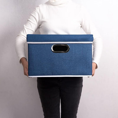 Foldable Storage Bin With Lid [5-Pack] Linen Fabric Deco...