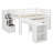 Loft Bed With Retractable Writing Desk And 3 Drawers, Wooden Loft Bed With Storage Stairs And Shelves-1398124144