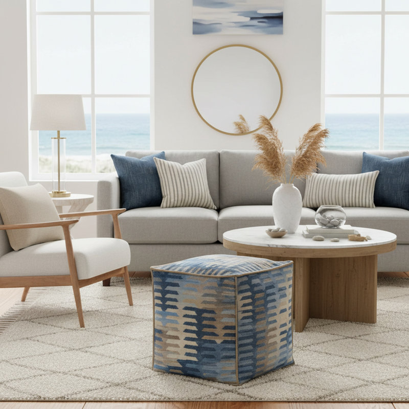 Navajo Navy Square Pouf