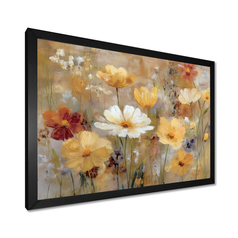 «Autumn Wildflower Fields - Wildflowers», impression sur toile à motif floral jaune, H 12 po x l 20 po, Cadre photo unique
