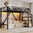 Twin XL Loft Bed with Storage Stairs, Shelves & Built-in Wardrobe, Metal Frame with USB & LED Lights, Natural Wood-781971958-781971962