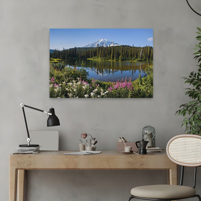 Reflection Of A Mountain And Trees In Water Mt Rainier Reflection Lake Mt Rainier National Park Pierce County Washington State Usa Abstract Contemp...