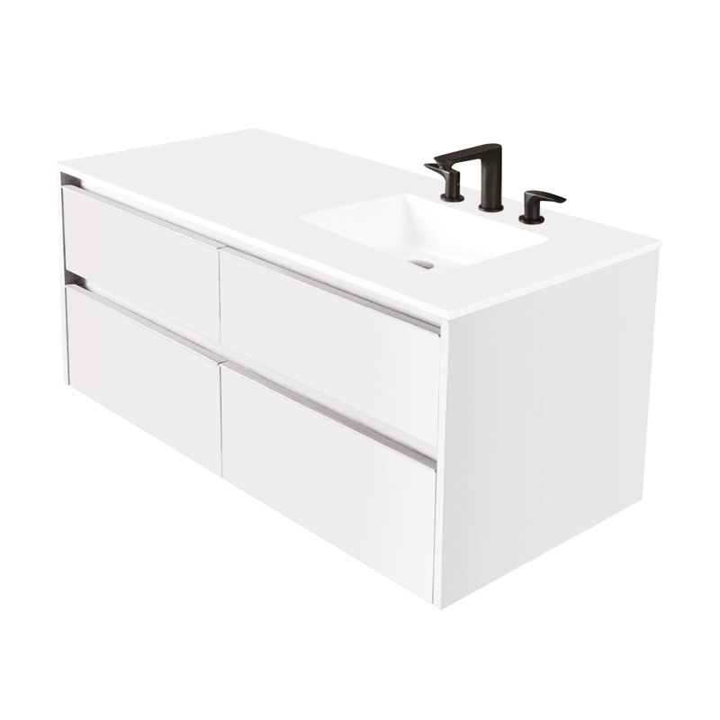 Pronto 48'' W Single Vanity, White, 8" Centers, Matte White