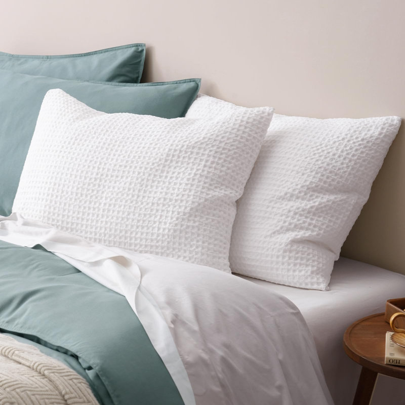 PHF Ultra Soft Waffle Weave Pillow Shams, No Insert, 2 Pack Breathable & Skin-Friendly Pillow Cases, Stylish Decorative Bed Pillow Cases Covers