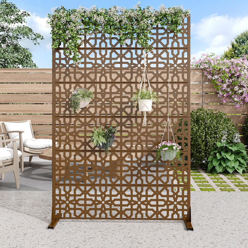 Paravent d'extérieur rectangulaire en métal 72 "x 47", Brun