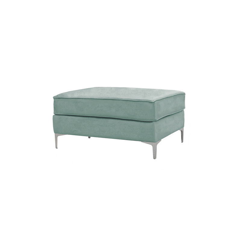 Georgio 93cm Wide Velvet Rectangle Ottoman, Light Green