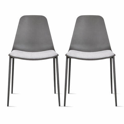 Kolossi Dining Side Chairs with Upholstered Fabric Padded Soft Cushion Seat and Metal Legs by George Oliver