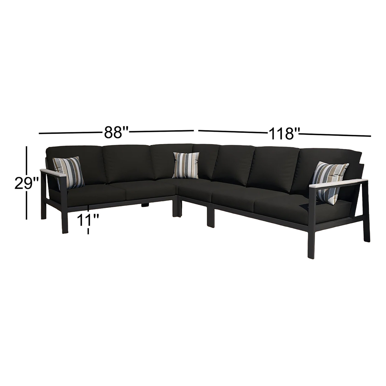 Townsend 88" Sunbrella® Patio Sectional, Canvas Black Sunbrella® Canvas