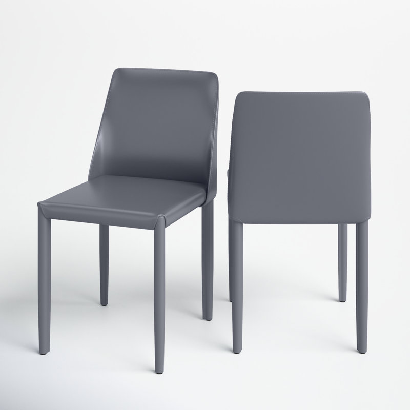 Chaise rembourrée en cuir Rebbeca Bridle, Gris