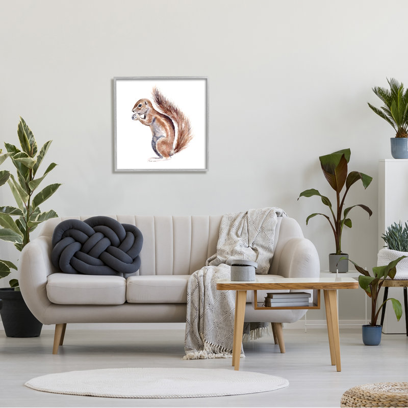 «Baby Squirrel Kids» Wild Animal par Fox Hollow Studios - Peinture, H 24 po x l 24 po x P 1,5 po, Estampe numérique Farmhouse