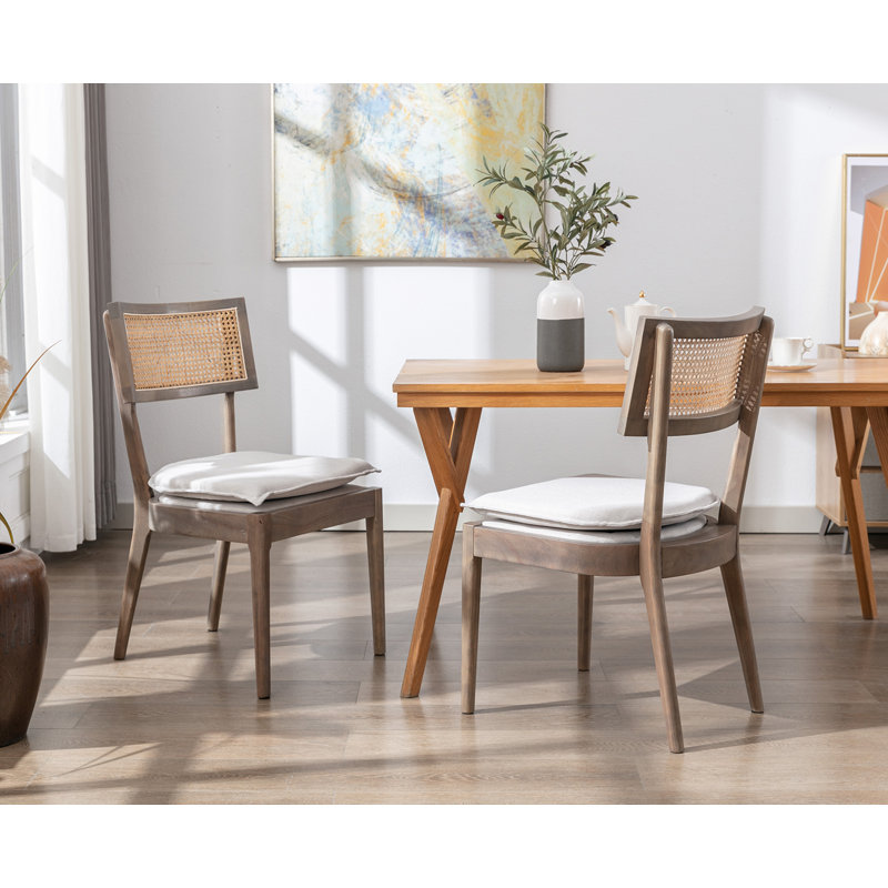 Dearburne 20'' H Upholstered Oak Side Chair, Beige, Light Brown