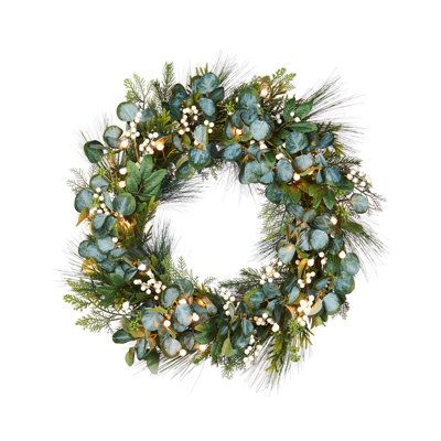 Faux Lighted Spruce 10.16cm Wreath