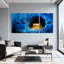 Coffre à trésor sous-marin avec poisson et ancre, ensemble de 3 impressions sur toile-502102510