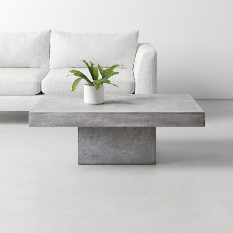 Rectangular Dark Grey Concrete Outdoor Coffee Table