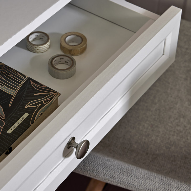 Bureau en L avec armoire de rangement de 57,08 po Penstemon , Blanc